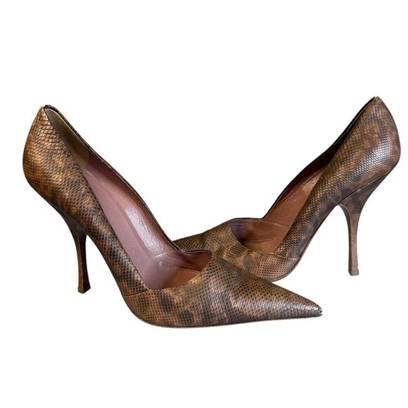 Alaïa Python Embossed Leather Pointed Toe Stiletto Heels – Size 10 US - Picture 1 of 9
